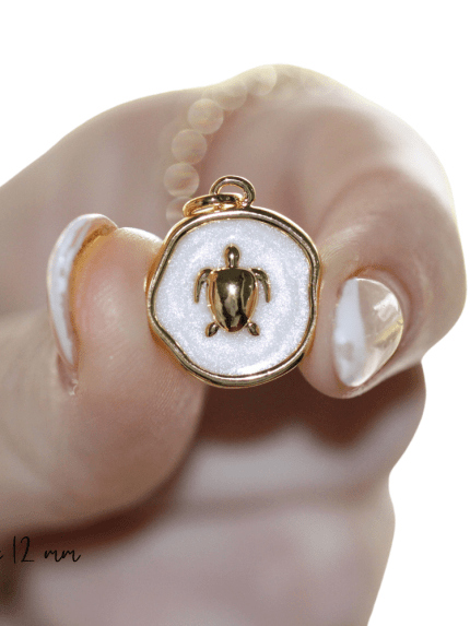 Golden Sea Turtle ~ White Coin Charm