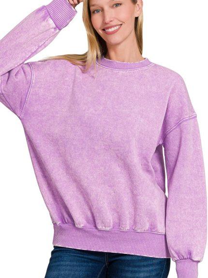 Acid Wash Fleece Oversized Pullover