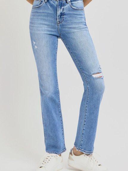 High Rise-Ankle Straight Jeans