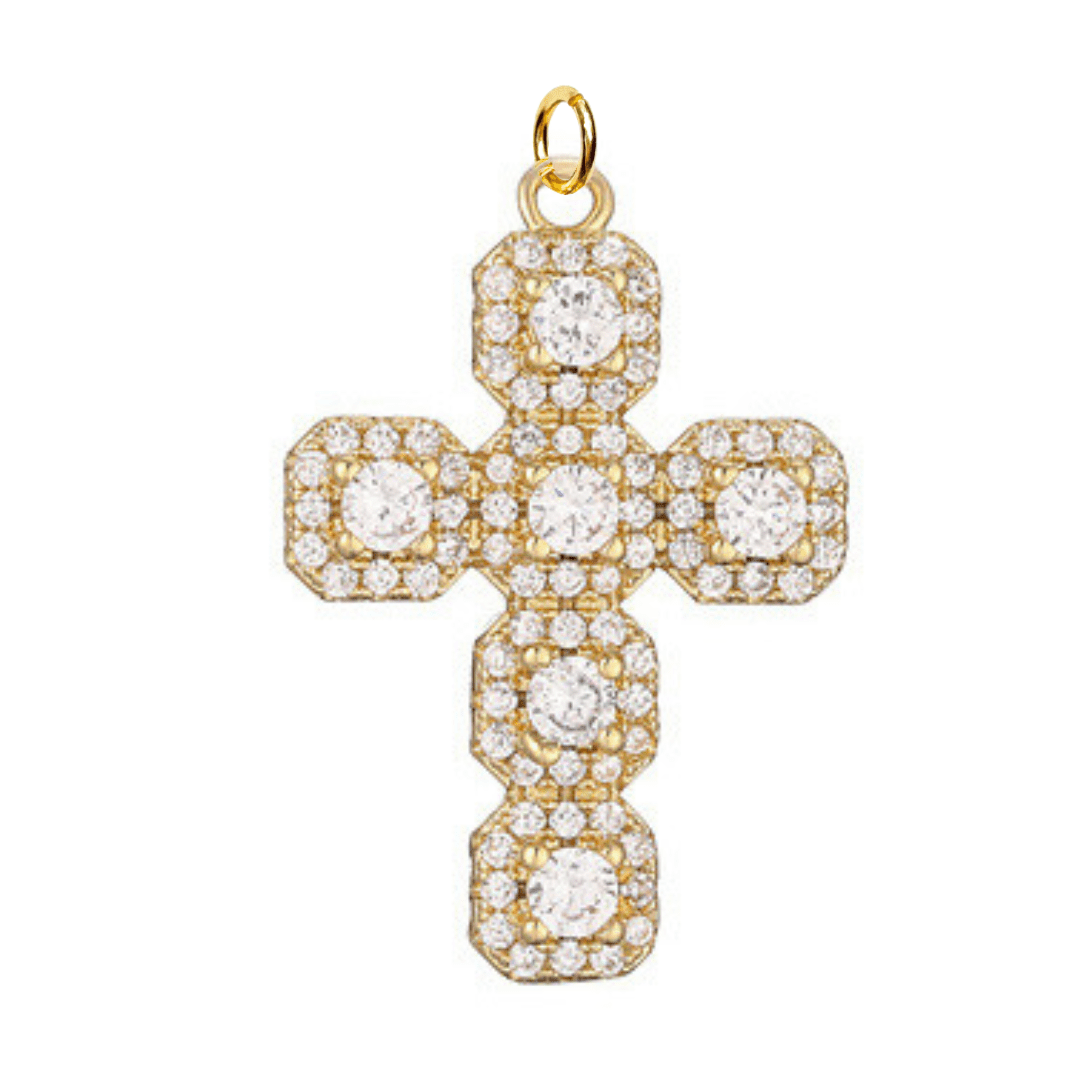Cross Cz Incased Charm For Charm Necklace