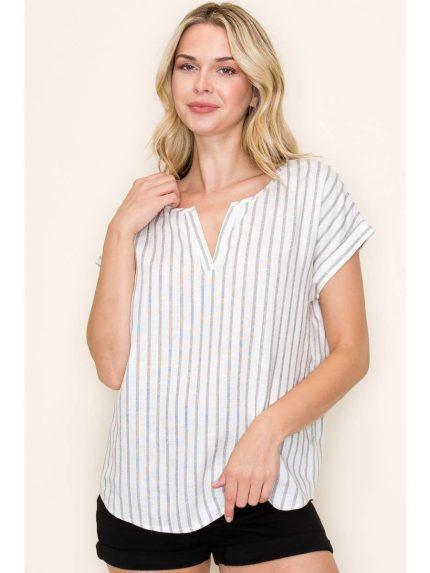 Variation #35715 of Split Neck Striped Top