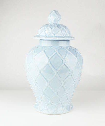Light Blue Textured Ginger Jar - Large