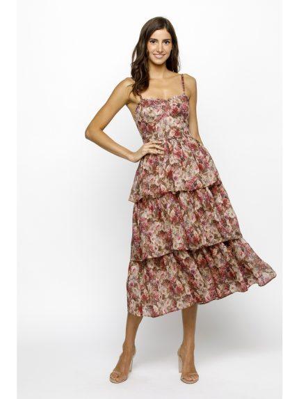 Floral Organza Midi Dress