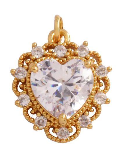 Pave Lace Heart Charm For Charm Bar & Charm Necklace