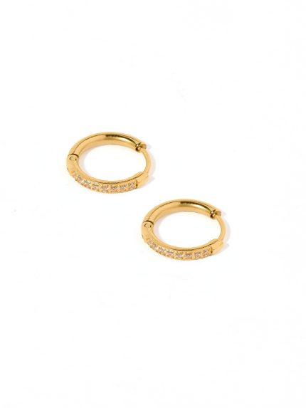 Huggie Earrings - Scarlett Hoop Gold 12mm CZ