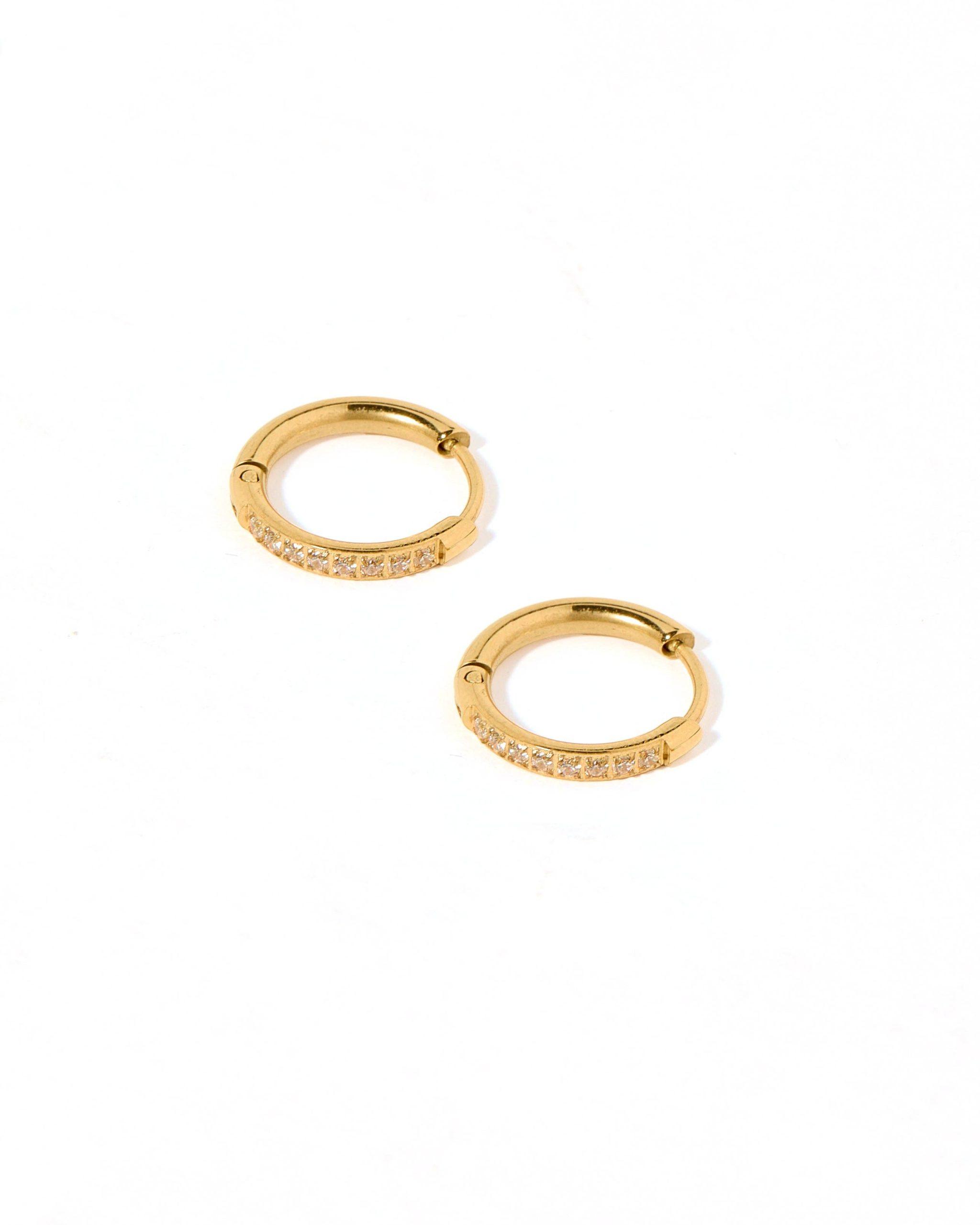 Huggie Earrings - Scarlett Hoop Gold 12mm CZ