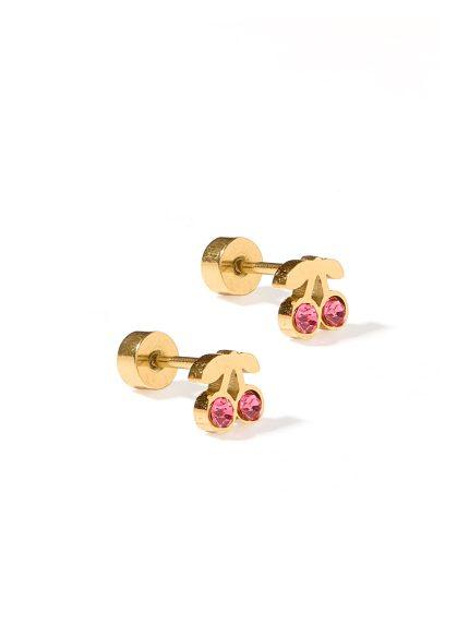 Screwback Stud Earrings - Pink Cherry