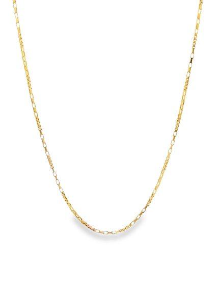 18K Gold Filled Diamond Cut Figaro Inspired Box Chain (F145)