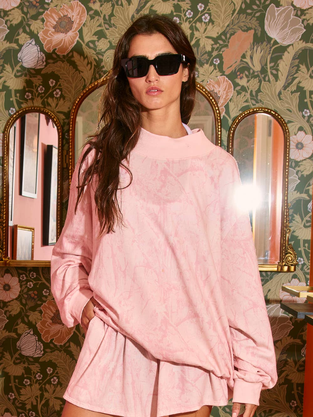 Camouflage Oversized Mock Neck Sweatshirt