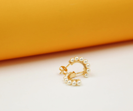 Pearl Half Hoop Earrings For 18K Gold