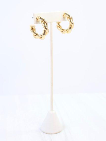 Raylee Twisted Hoop-Medium Shiny Gold