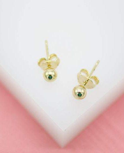 18K Gold Filled Tiny, Small Ball Stud Earrings