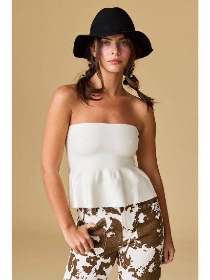 Ellie Strapless Knit Peplum Top