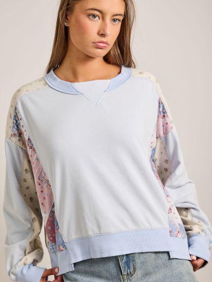 Patchwork Pastel Sweatshirt – Cozy Casual Pullover