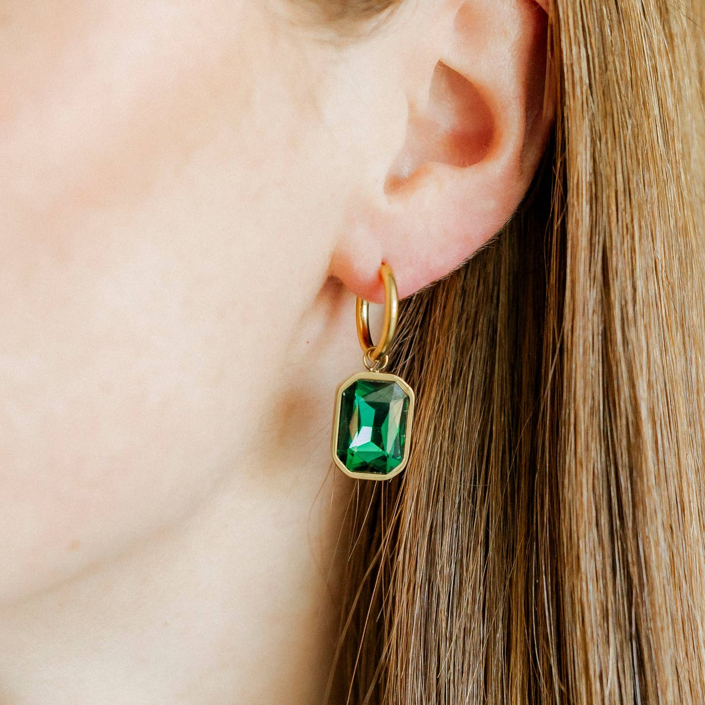 Huggie Charm Earrings - Diana Green
