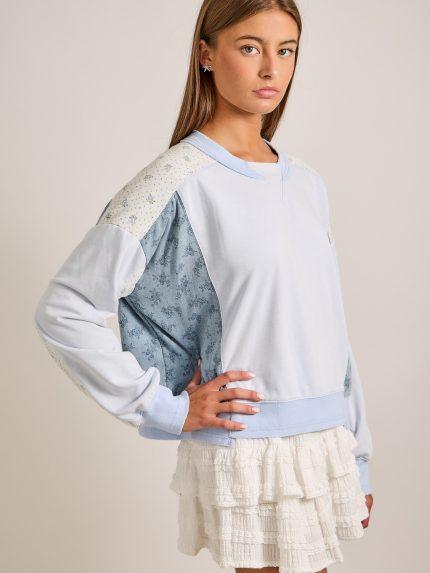 Vintage-Inspired Patchwork Sweatshirt