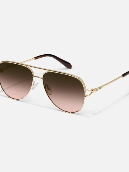Quay Sunglasses - High Key Twist - Gold Frame / Brown Rose Lens